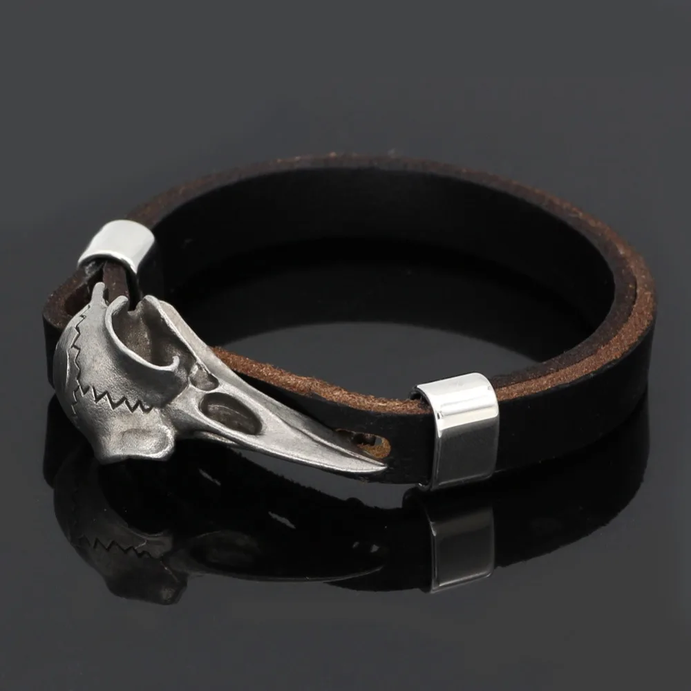 Скандинавский Викинг Ворон мужской браслет ретро Ворон кожаный браслет регулируемый 19 см-25 см-подарочная сумка