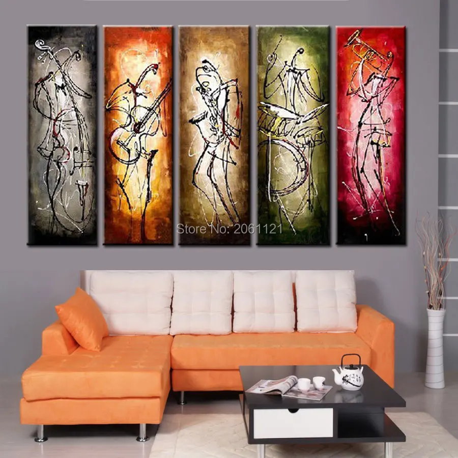Музыкант! 5 панелей современная абстрактная картина маслом на холсте абстрактные