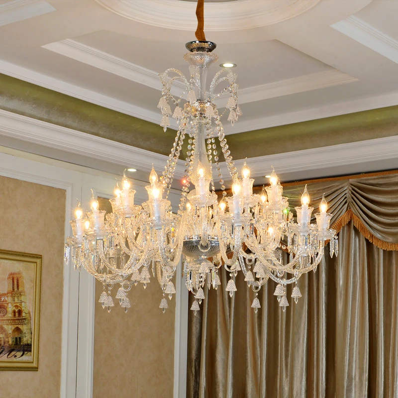 

European Candle Crystal Chandelier Lighting Crystal Villa Living Room Crystal Light Romantic Restaurant Hanging Lamp Duplex Hall