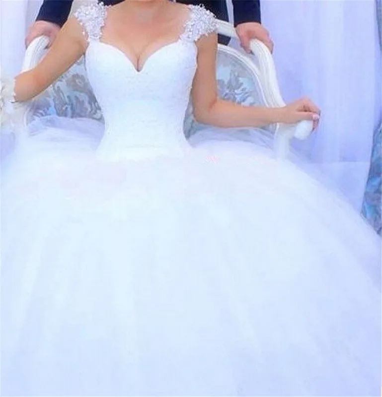 Robe De Mariage 2021 бусины с украшением в виде кристаллов белое кружевное бальное платье