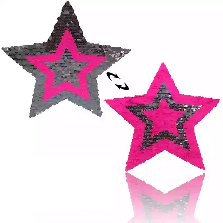

1pc Star Reversible Change Color Sequins Patches DIY Sew On Patches For Clothes Applique Clothing Decoration