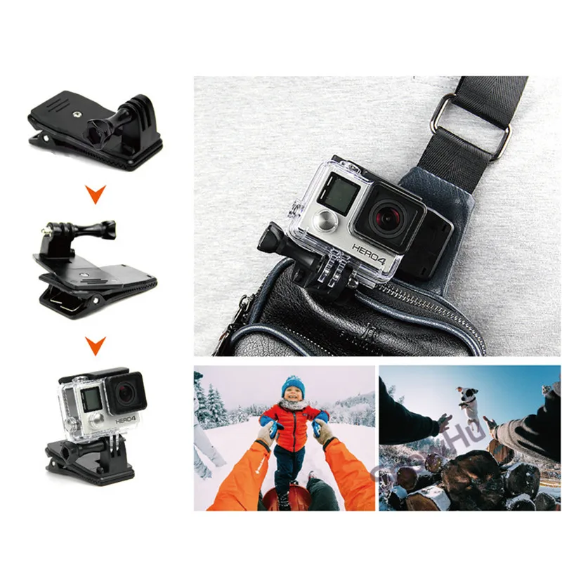 Для Gopro аксессуары 360 градусов Поворотный кронштейн клип быстрый зажим Крепление для Go Pro Hero 7 6 5 4 3+ xiaomi yi 4 k GP138A