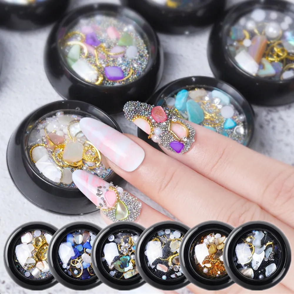 

8 Boxes Mixed Colorful Rhinestones Gems Irregular Natural Stone for Nail Art Decorations Gemstone Nail Rivet Stud Manicure
