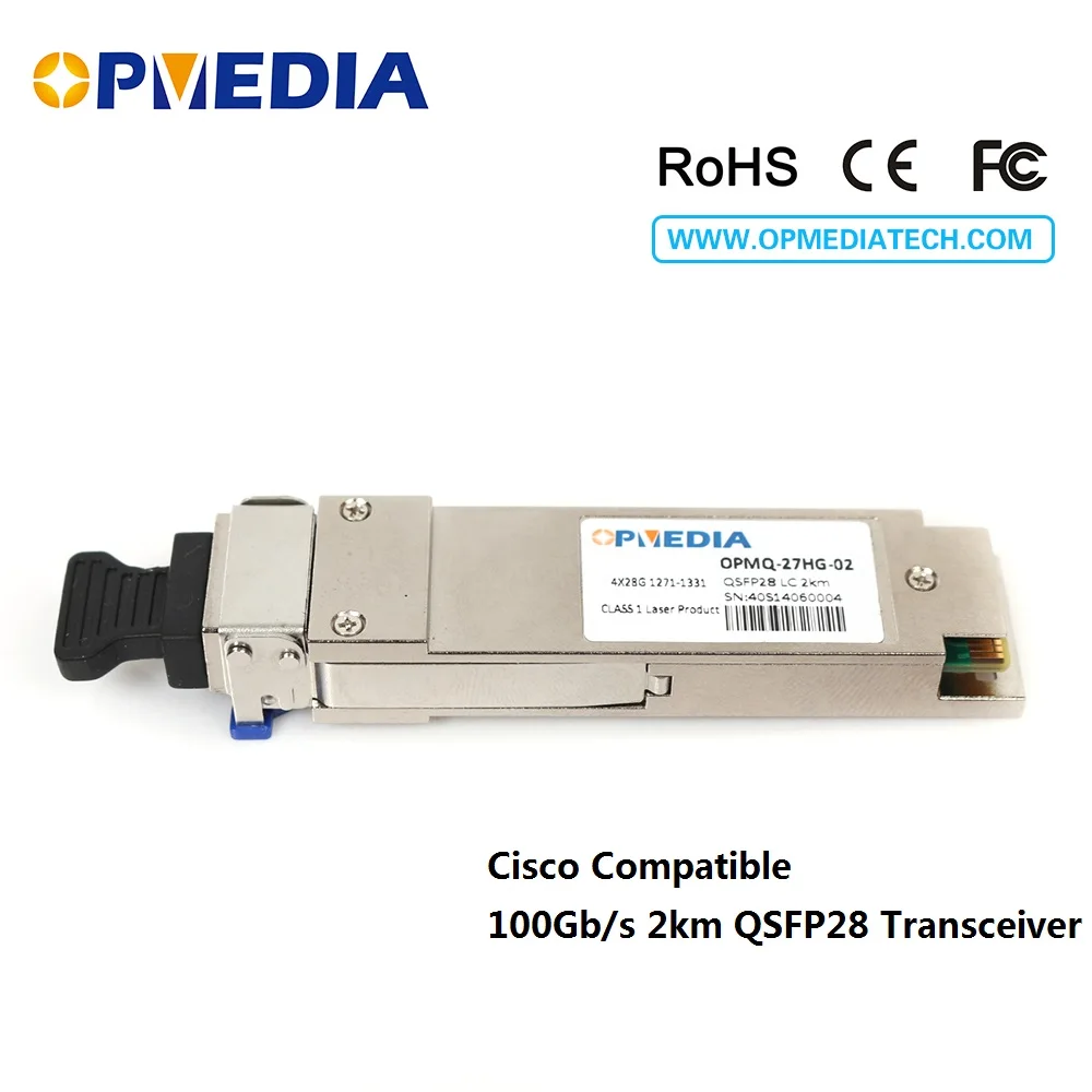 

Free shipping!Cisco compatible 100Gb/s QSFP28 CWDM4 Transceiver,100G 1270-1331nm 2KM QSFP28 optical module