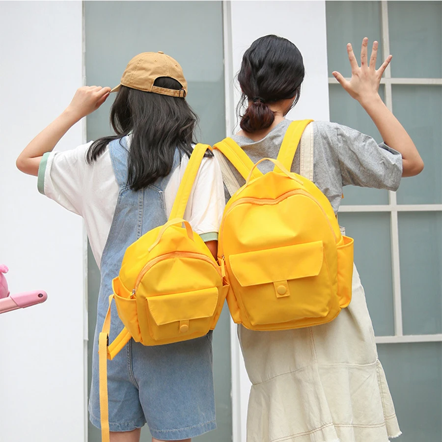 

Waterproof Solid Color Canvas Backpacks Harajuku Shoulder School Bag For Teen Rucksack Girls Travel Bag Mini Bolsas Mochilas