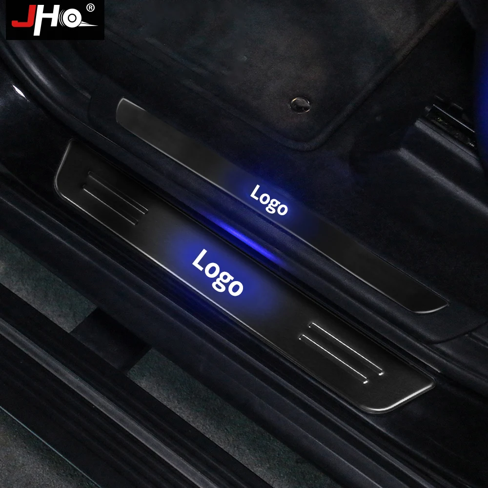 JHO стальной светодиодный светильник накладка на порог для Jeep Grand Cherokee 2011- 12 13 14 15 16 17 защита от царапин аксессуары
