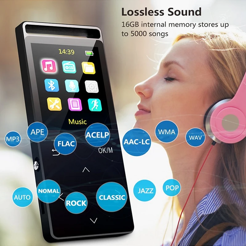 Радио 16 Гб MP3 плеер Bluetooth Цифровая музыка мини портативный аудио с fm радио