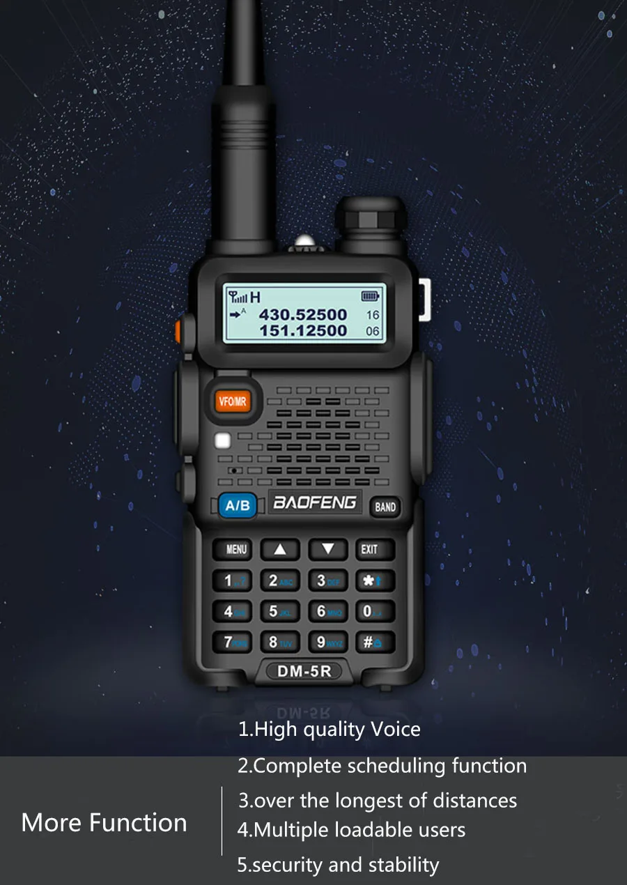 Baofeng DM-5R PLUS TierI TierII  Tier2 Repeater Digital Walkie Talkie DMR Two-way radio VHFUHF Dual Band radio DM5R PLUS