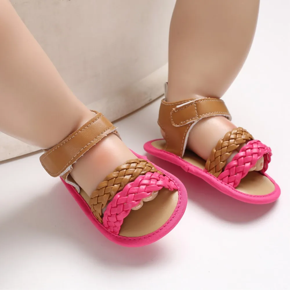 Летние сандалии с ремешками для маленьких девочек; обувь принцессы для новорожденных; Милые Пляжные Тапочки для маленьких девочек; дышащие сандалии - Цвет: Красный