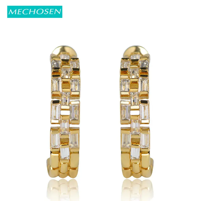

MECHOSEN Simple Ears Cuff Small Earrings Prong Setting Crystal Rhinestone Copper Boucle d'oreille Femme Beads Round Aretes Aros