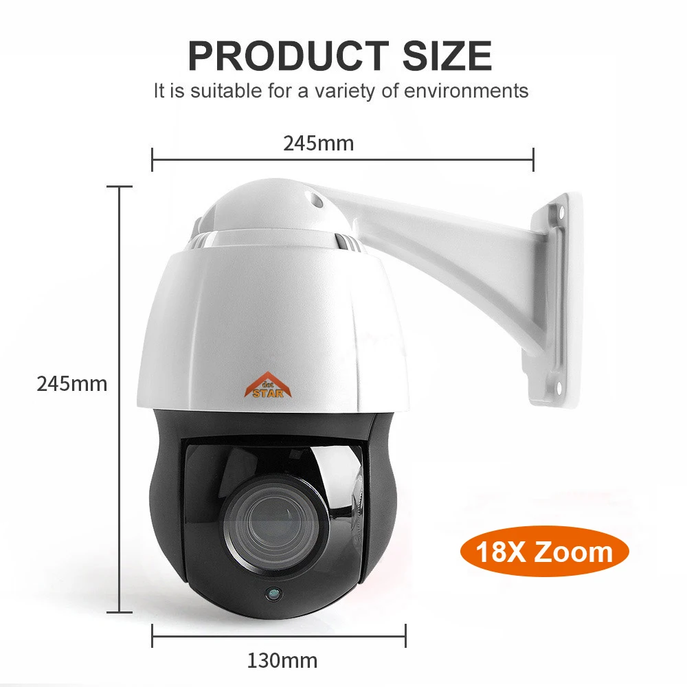 Stardort 1080P наружная IP Камера PTZ 18X ZOOM Водонепроницаемая купольная камера H.264 IR 120m P2P