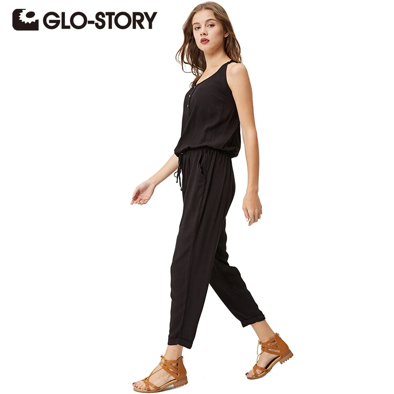 GLO STORY Women Jumpsuits Romper 2017 Black Elegant