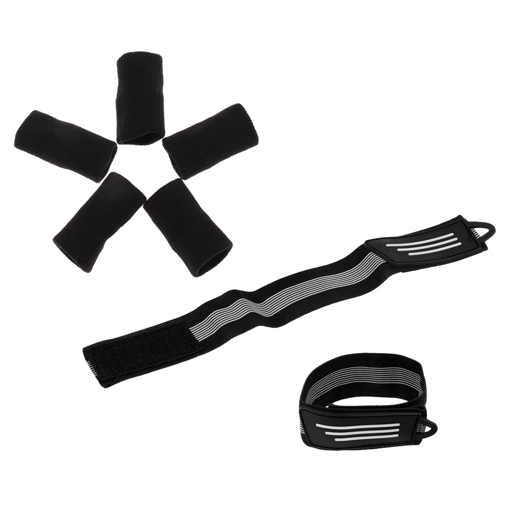 2 Pcs Cycling Bike High Elastic Pants Band with 5pcs Finger Protector
