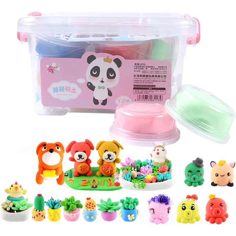 

12pc Polymer Clay Slime Fluffy Light Soft Plasticine Toy Fluffy Foam Clay Slime DIY Soft Cotton Slime Ball Kit