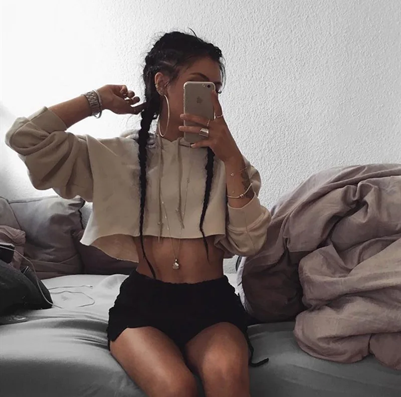 

sweatshirts girls fashion autumn female hoodie casual full sleeve pullovers crop top womens hoodies pink clothes streetwear