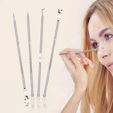 4 шт., набор для удаления черных точек, Комедон, прыщей, экстрактор, акне, удаления пятен, двойной набор, нержавеющая сталь, портативная коробка JQ