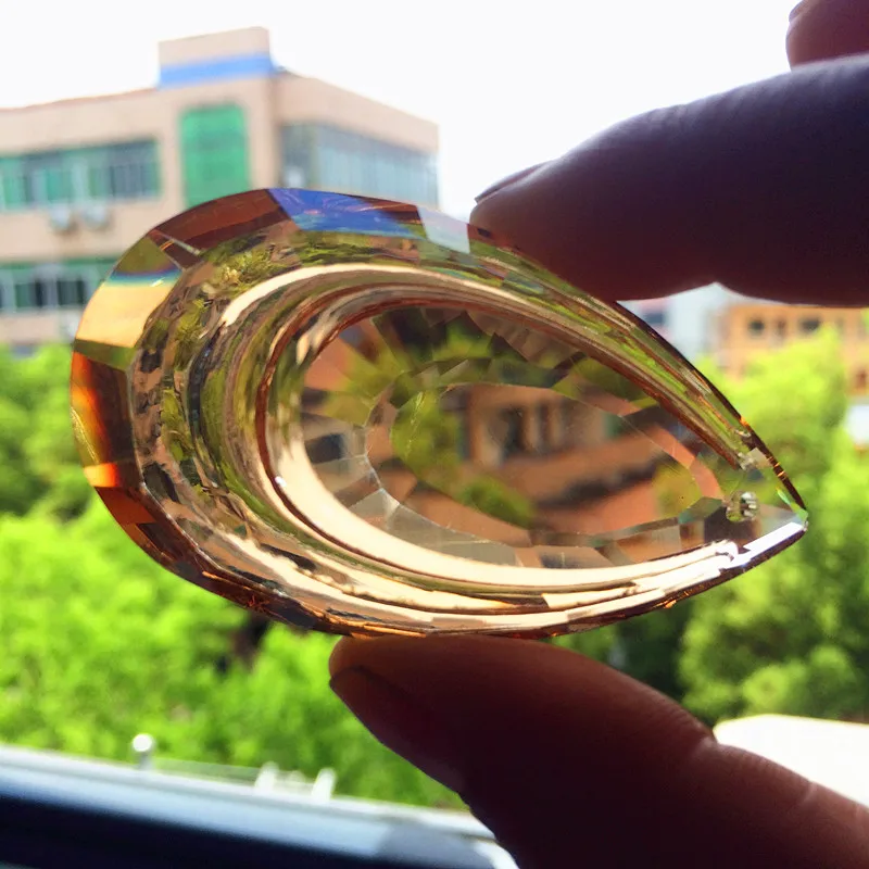 

10pcs 63mm K9 Crystal Double-Water Drop Shape Champagne Chandelier Prisms Pendants Suncatchers Home Wedding Decor Accessories