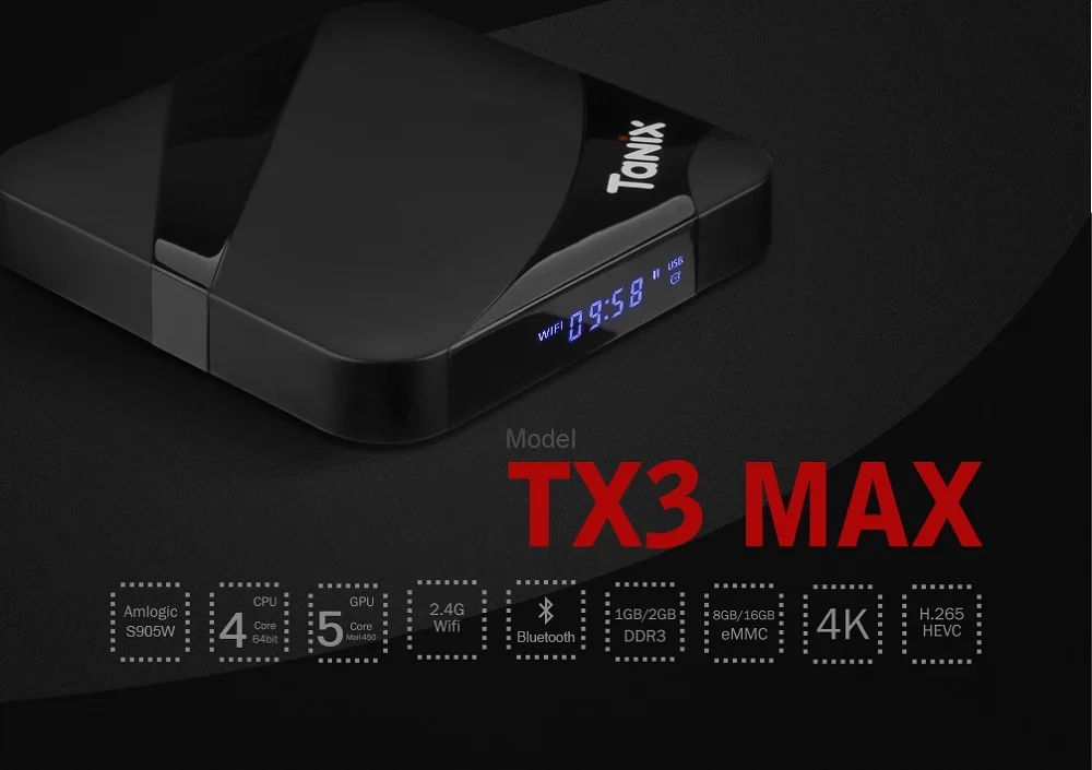 Tanix TX3 MAX 2 ГБ 16 ГБ Android 7,1 ТВ коробка Amlogic S905W четырехъядерный BT4.1 H.265 4K 30tps 2,4 ГГц WiFi PlayStore pk Mi BOX