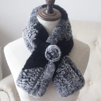 

2016 Winter New Women Women's Real Genuine Natural Rex Rabbit Fur Scarves Wraps Muffle Shawl Scarf