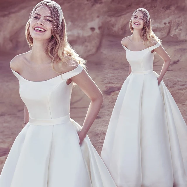 $US $119.99 Custom Made Vintage Ivory Stain Wedding Gowns 2020  Buttons Long Train V-Neck Backless Bridal Gown Party Dresses robe de mariage