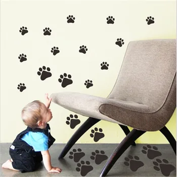 Funny Dog Cat Paw Wall Stickers for Kids Room Home Decal Wall Paper DIY Cabinet Door Food Dish Kitchen Bowl Car Decor Sticker