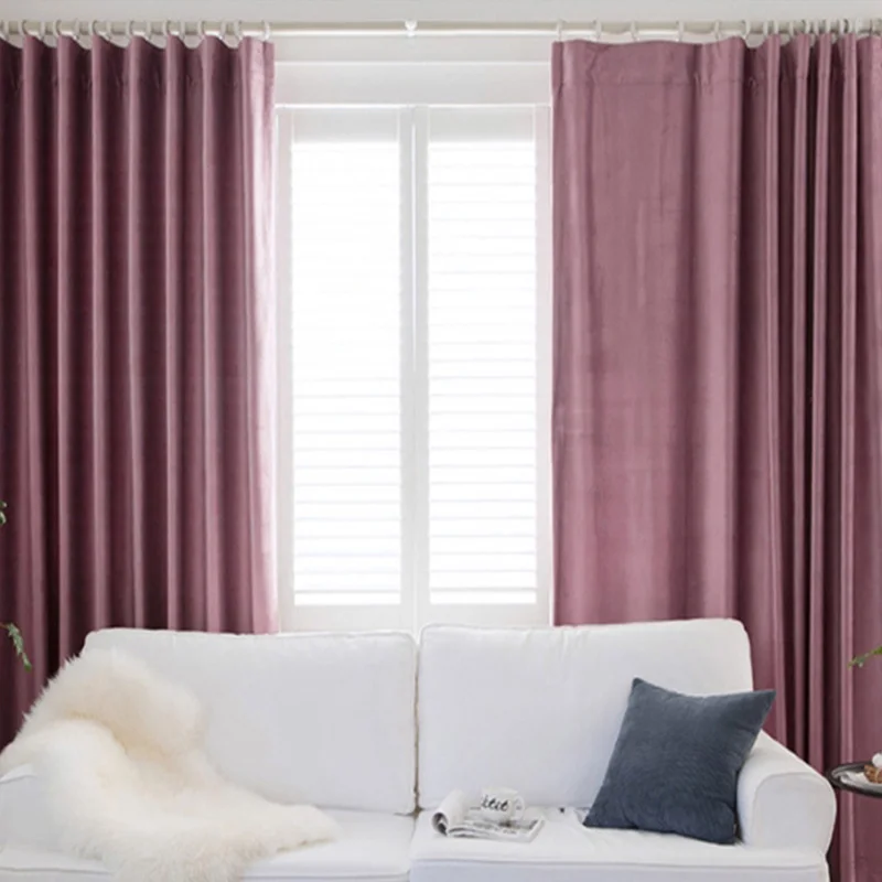 Европейские бархатные затемненные занавески для гостиной, спальни, синие, фиолетовые, сплошные занавески на окна для детской комнаты, Индивидуальный размер - Color: purple