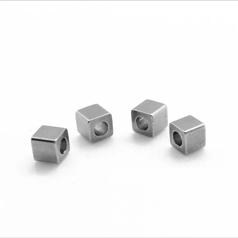50pcs 3/4/5/6mm Square Shape Stainless Steel Spacer Beads For Jewelry