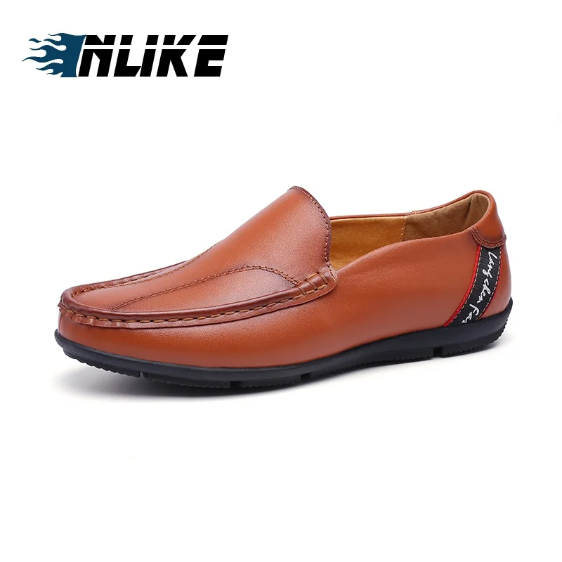 

INLIKE Genuine Leather Men Casual Shoes Menss Loafers Shoes Men's Ventilate Casual Doug Shoes