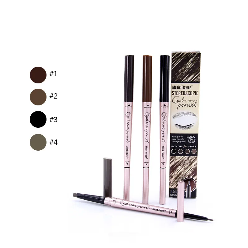 

Shopify Hot Sale 4 Color Double Head Eyebrow Pencil Brows Stereoscopic Eye Makeup Waterproof Smudge-proof Long-lasting Silky