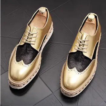 

Men Brogue Dress Shoes Luxury Italian Style Pointed Toe Formal Wedding Casual Lace-Up Plaid Business Leather Shoes size 38-43