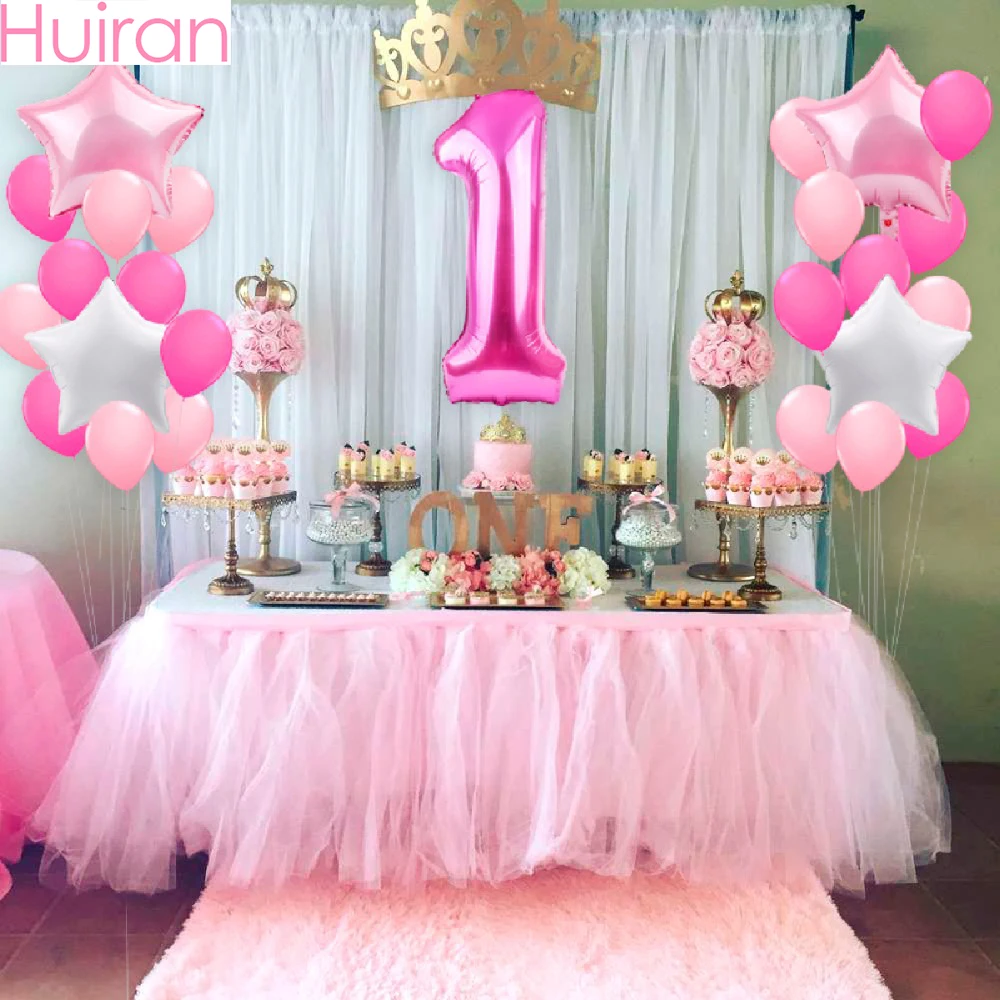 

HUIRAN 25pcs Birthday Numbers Balloons Gender Reveal Happy Birthday Party Decor Baby 1st Birthday Decora Ballon Baloon Balon