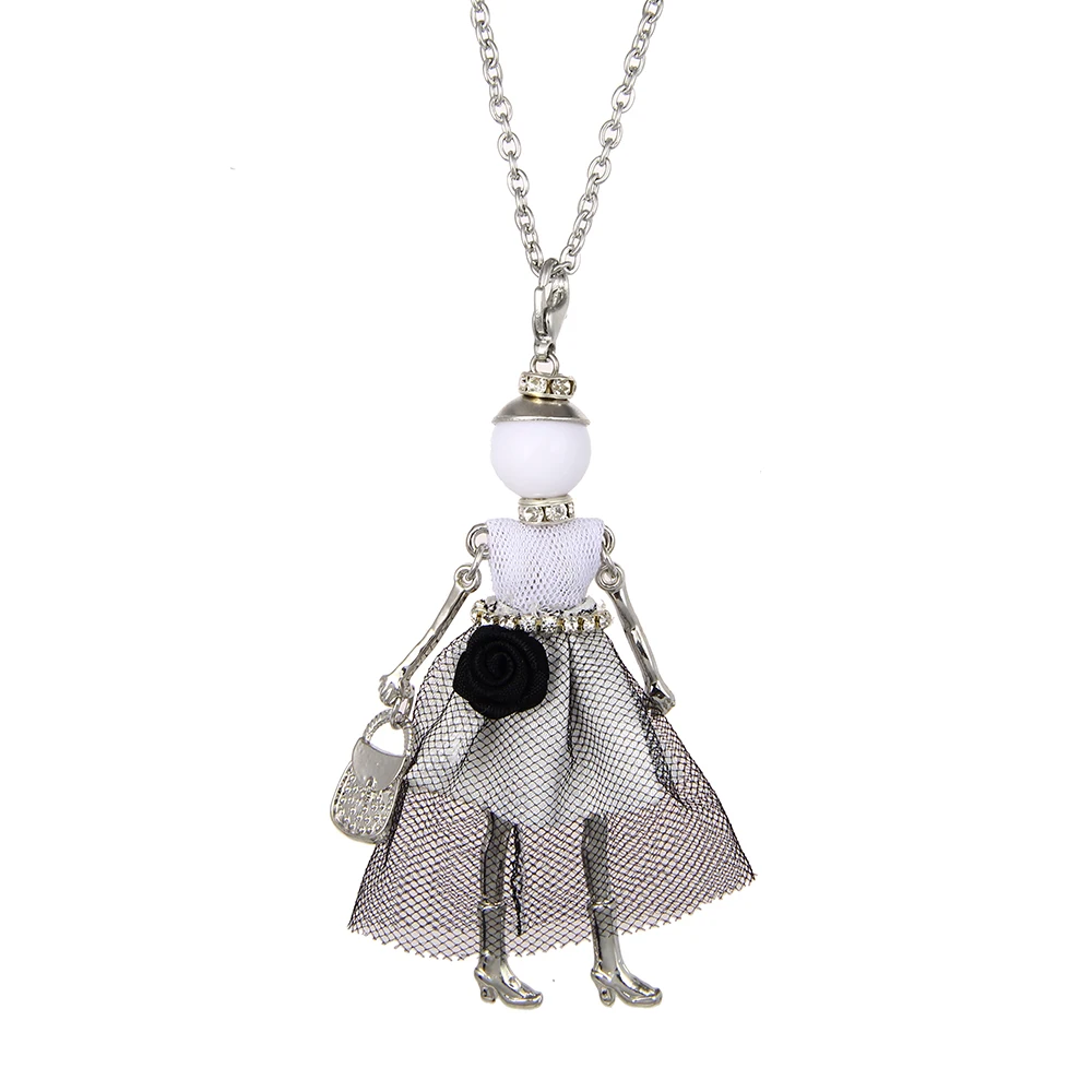 Lovely Doll Necklace Pendants Korea Fashion Cute Dress Doll KeyChains