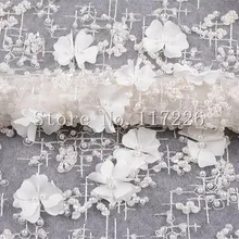 Лучшее качество бисером африканский тюль 3d вышитая кружевная ткань Африканская сетчатая кружевная ткань JRB-191216 для свадебного платья