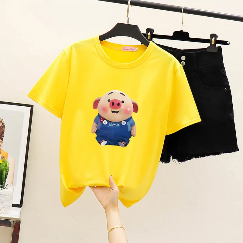 Женская летняя футболка Harajuku Модный повседневный топ с коротким рукавом и