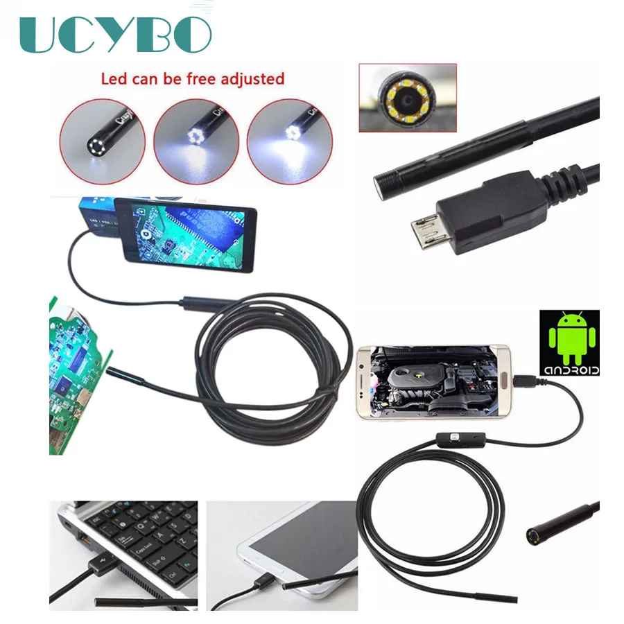 

Endoscope Micro USB Snake Endoscope mini camera for Andriod Phone and PC 7mm Dia HTA7 6LED 60 Wide angle Inspecition Endscope