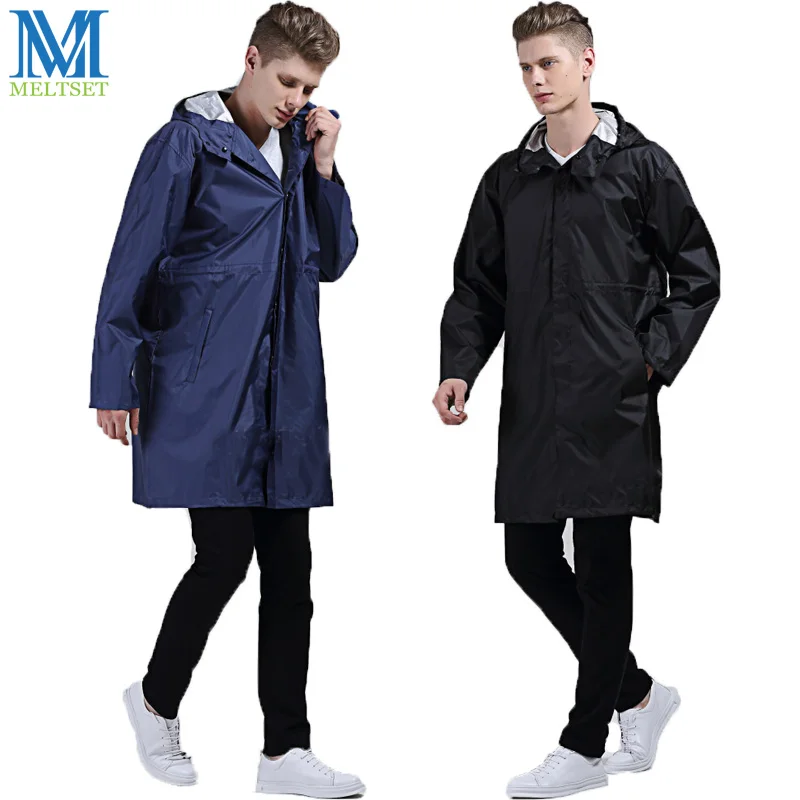 Casual Men Raincoat With Hood Nylon Rainwear Outdoor Waterproof Rain