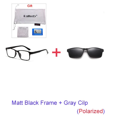 Ralferty, магнитные солнцезащитные очки, мужские, поляризационные, на застежке, очки для женщин, квадратные очки TR90, UV400, 3D оптические оправы, 7 в 1, Oculos A2247 - Цвет линз: 1Frame Gray Cilp