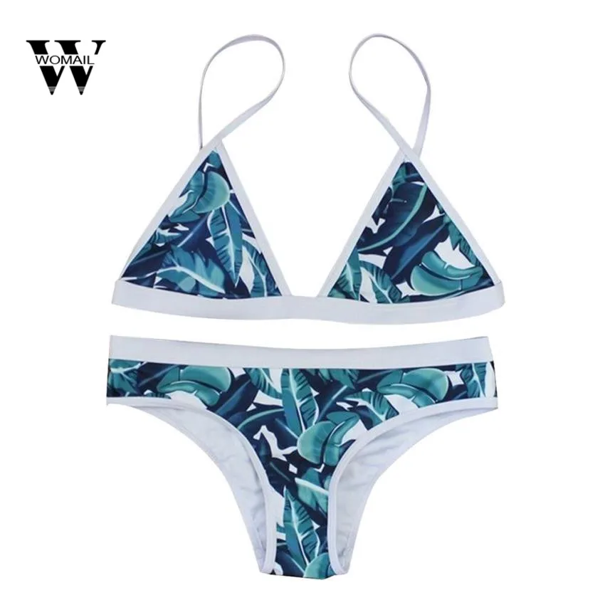 

2018 New Summer Women's split-leaf print Push-up Padded Bra Bandage set Swimsuit Beachwear Swimwear Amazing Dec 30