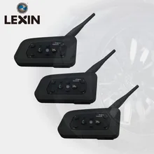 LEXIN 3PCS 1200M Motorcycle Bluetooth Helmet Intercom for 6 Riders BT Wireless Waterproof Interphone Headsets Walkie Talkie GPS