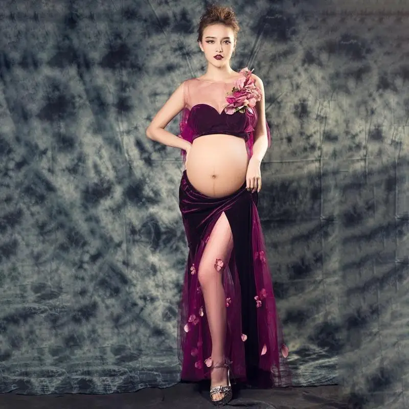 

1 PC Summer Lace Pregnant Women Photography Props Dresses Maternity Clothing Off Shoulder Dress Shoulderless Q3