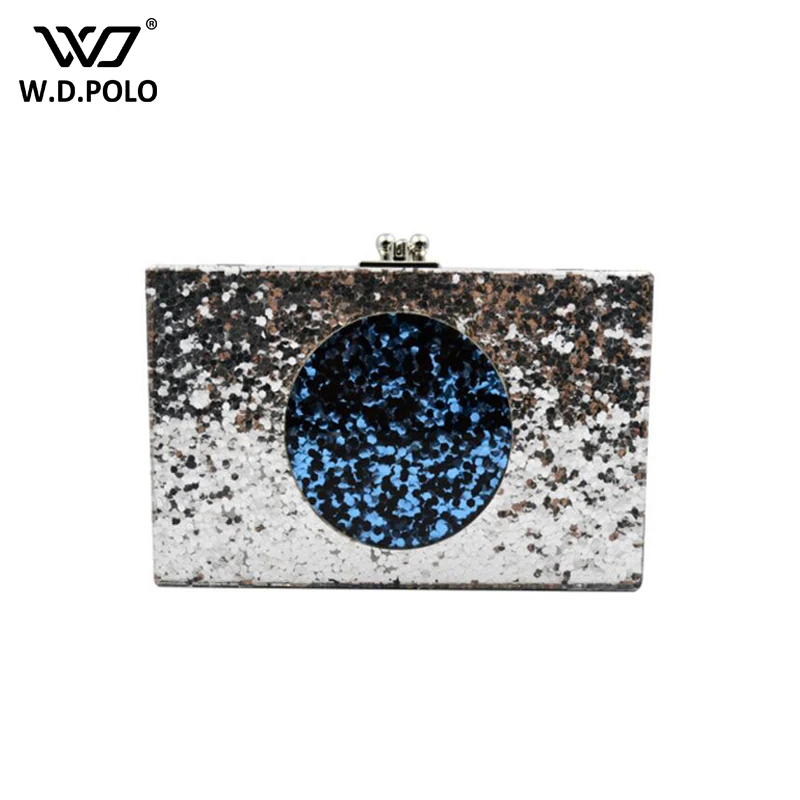 

WDPOLO bling sequined design women handbag chic lady shoulder bag round triangle stylish girl fashion evening bag party bagsC054