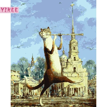 

paint by number adults,Cat playing flute,painting by numbers for home decoration