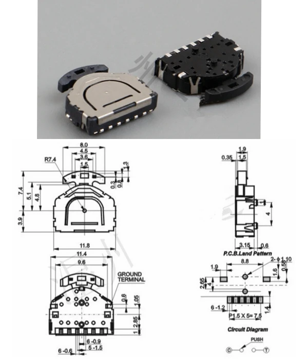 10 шт. 3/4/6 Pin 5 Way Мгновенный кнопочный переключатель SMD SMT SDM тактильный переключатель - Цвет: LY-K2-02