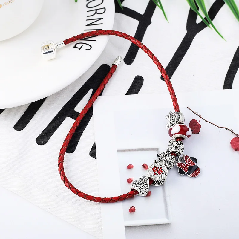 Disney Микки Маус мультфильм женские браслеты аксессуары Minnie кулон Леди подарочные браслеты ювелирные изделия подарок на день рождения Мода