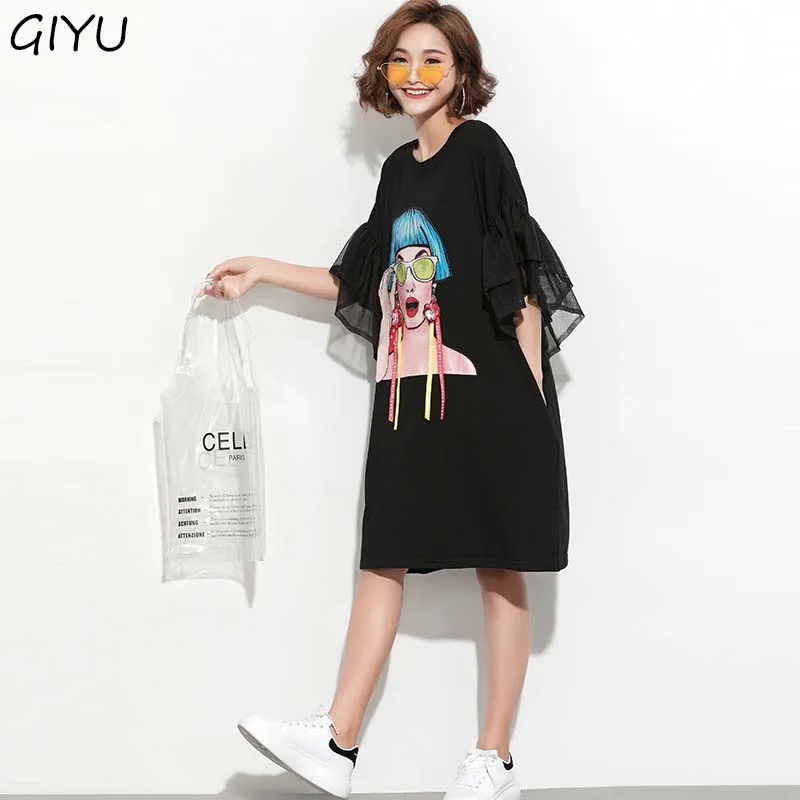 

Plus Size Women T-Shirts Cotton Lady Tops Tee Fashion Print Female Clothes Loose Casual Tunic Shirt Round Neck Bat Sleeve 2019