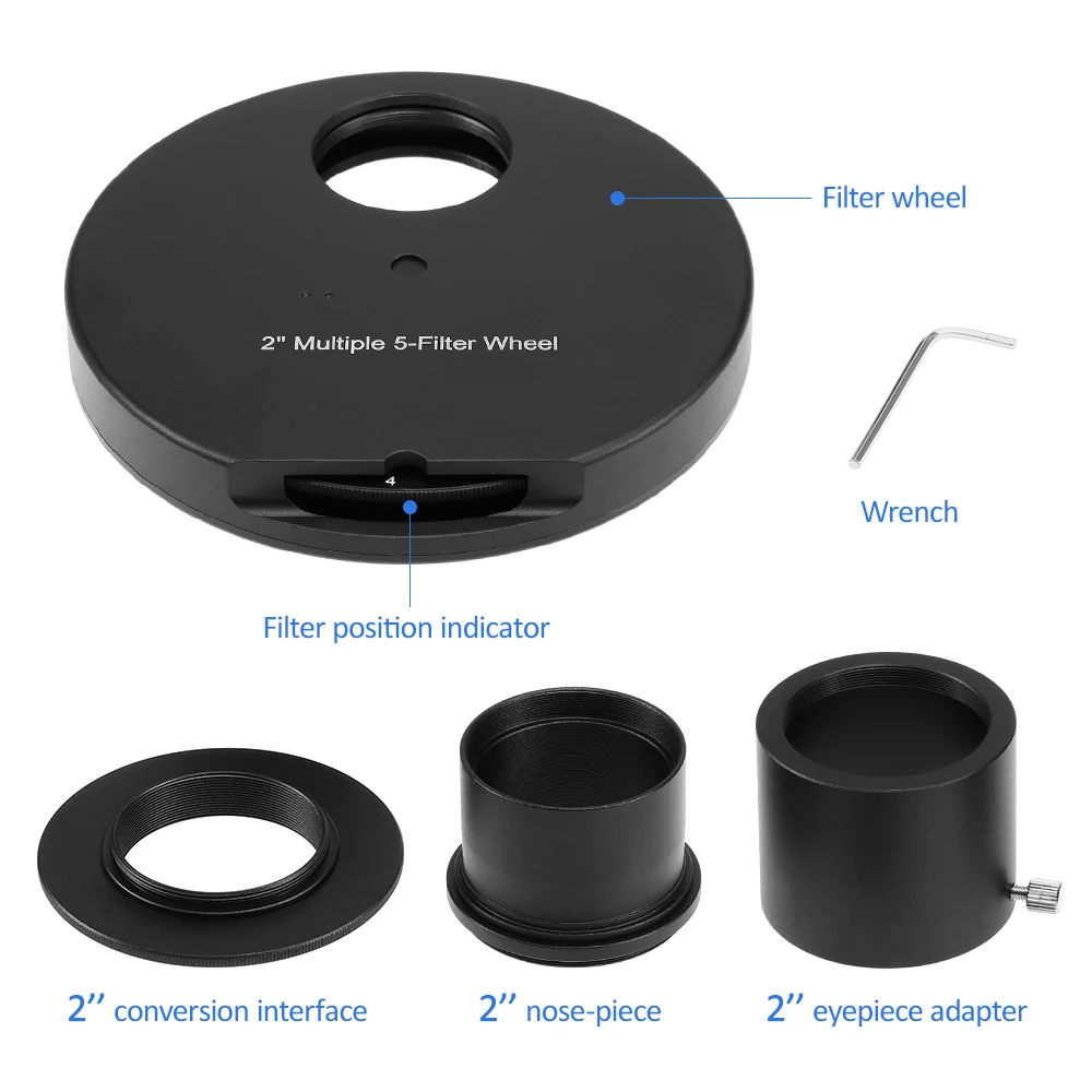 1,25 дюймов/2 дюйма окулярный фильтр колеса несколько 5-колесо фильтров отличное качество Астрономия телескоп наблюдения окуляра