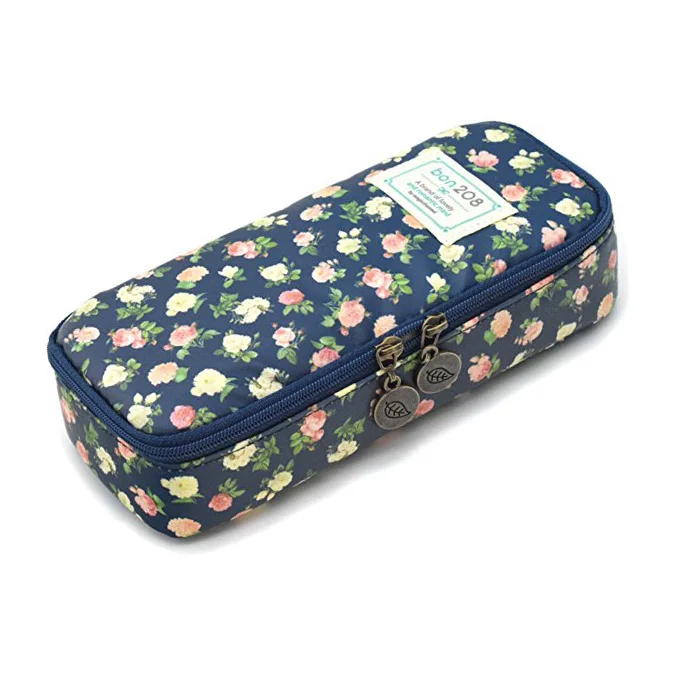 Kawaii Канцелярские холст цветочный пенал большой Ёмкость Карандаш сумка школьные принадлежности милый ручка коробки чехол для хранения