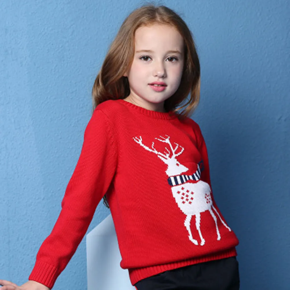 New Year celebration Knitting woolen Kids sweater Long sleeve elk