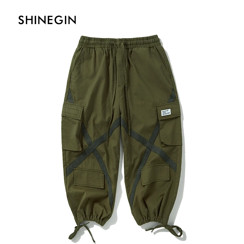 SHINEGIN Calf-length Pants Men Casual Loose Pants Fashion Men Punk Cargo Pants Punk Men Fashion Pants Trousers 057W