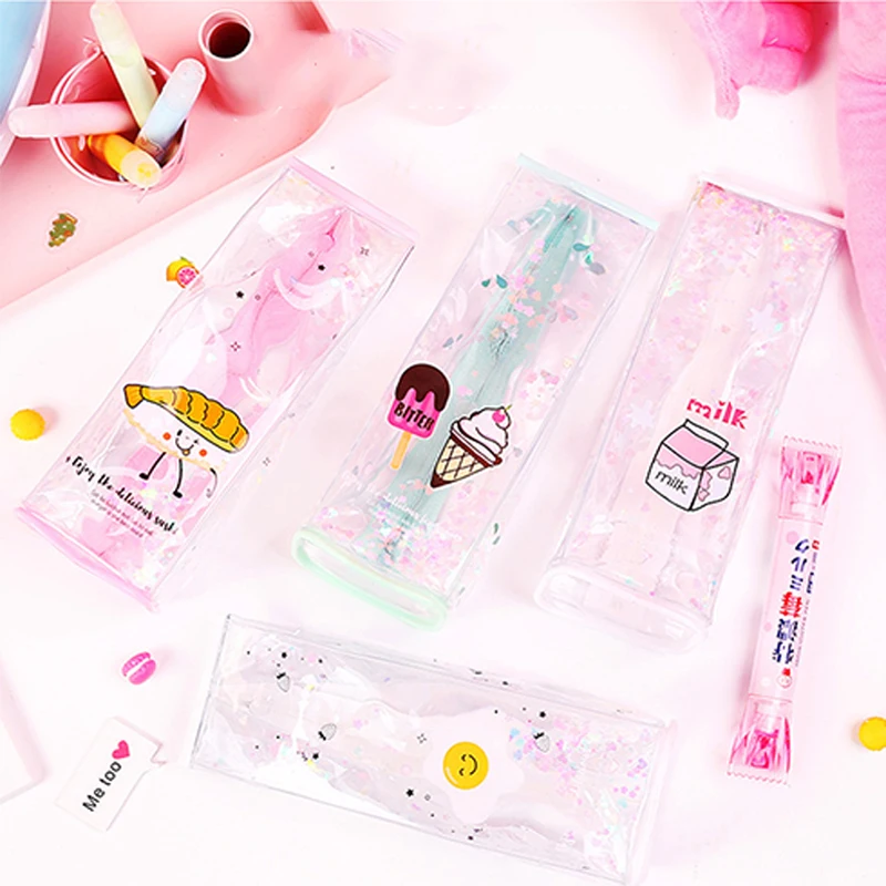 

Cute Student Pencil Bag Creative Oil Sand Milk Box Three-dimensional Shape Small Fairy Pencil Bag Stationery